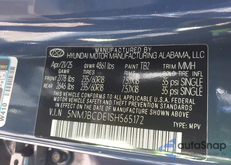 2025 Hyundai Tucson Sel from USA, damaged, VIN 5NMJBCDE1SH565172